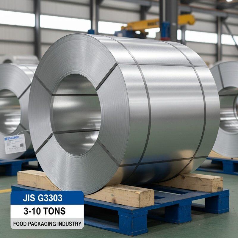 Food Cans Tinplate Coil Coil Weight 3-10 Tons Standard JIS G3303 Strong Material Suitable for Food Packaging Industry